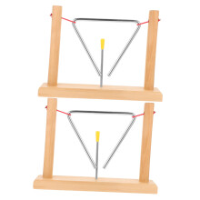 Triangle Percussion Instrument Set with Clear Resonant Tone and Wooden Handle for School and Band
