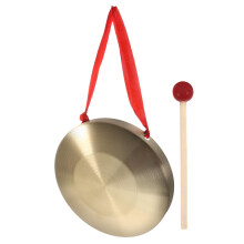 Chinese Brass Gong with Mallet, Clear Resonant Tone, Handheld for Music and Ceremony