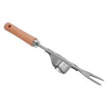 Stainless Steel Garden Weeding Fork with Ergonomic Wooden Handle for Precision Root Removal