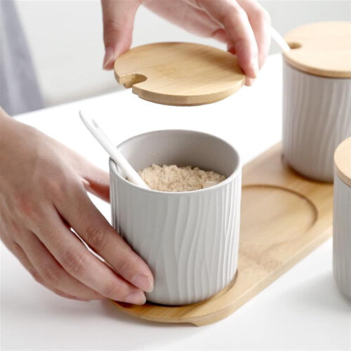 Ceramic Sugar Bowl with Lid and Spoon White Kitchen Sugar Container for Coffee and Tea 2
