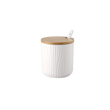 Ceramic Sugar Bowl with Lid and Spoon White Kitchen Sugar Container for Coffee and Tea