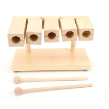 Maple Wood Percussion Block 5 Tones with Hammers for Clear Resonant Sound and Music Education