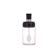 Glass Spice Jar with Spoon, HeatResistant Transparent Sugar Bowl Set for Kitchen Seasoning