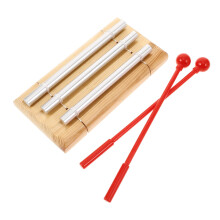 Three Tone Meditation Chime with Mallet, Adjustable Volume Wooden Hand Chime for Yoga and Classroom