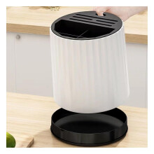 360 Degree Rotating Knife Holder with Large Capacity Storage and Utensil Compartments for Kitchen Countertop