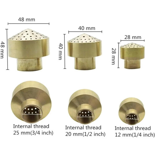 Brass Fountain Nozzle for Garden Pond, Adjustable Spray with Multiple Patterns, 2 Inch Thread 2