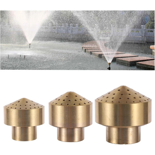 Brass Fountain Nozzle for Garden Pond, Adjustable Spray with Multiple Patterns, 2 Inch Thread 1