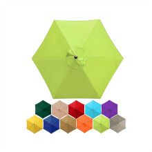 Patio Umbrella Replacement Canopy 9ft 6 Ribs UV Protective Waterproof Outdoor Cover Grass Green