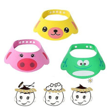 Adjustable Visor Cartoon Shampoo Shower Bathing Protection Cap for Toddler, Baby, Kids, Children, Set of 3