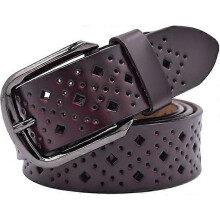 Hollow Leather Belts for Women, Soft Leather Womens Belts with Pin Buckle