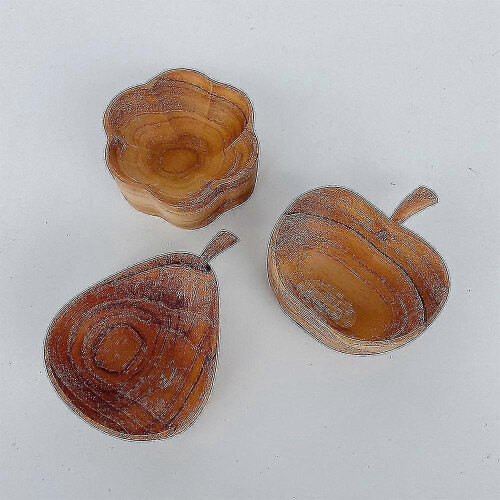 Japanese Teak Flavor Solid Wood Creative Pear-shaped Dish (apple) 2