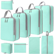 (BLUE) 9 Set Compression Packing Cubes for Travel, Ultralight Packing Organizers for Luggage Suitcase & Backpack
