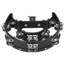 Drum Set Hi Hat Tambourine with Double Row Jingles, Clear Tone, Easy Mounting, Black