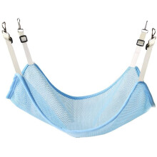 Cat Hammock with Adjustable Straps and Breathable Mesh, Metal Clips for Crates and Kennels, Blue Medium
