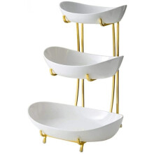 Ceramic Fruit Stand 3 Tier Dessert Display Rack Elegant White Multi Layer Holder for Parties