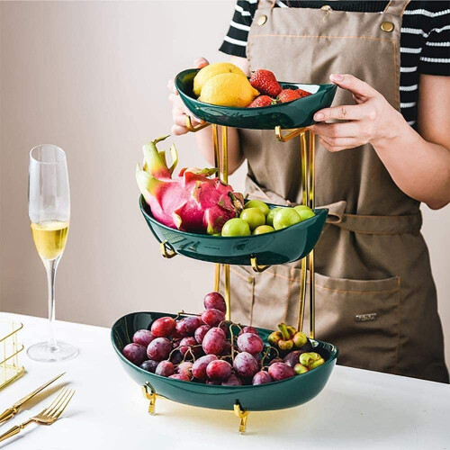 Ceramic Fruit Stand 3 Tier Dessert Display Rack Elegant White Multi Layer Holder for Parties 2