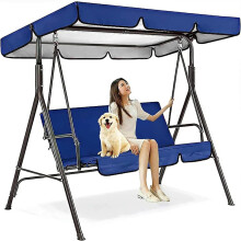 Waterproof Swing Canopy Replacement with Cushions, Heavy Duty Oxford Patio Cover, Beige 75x47x6in