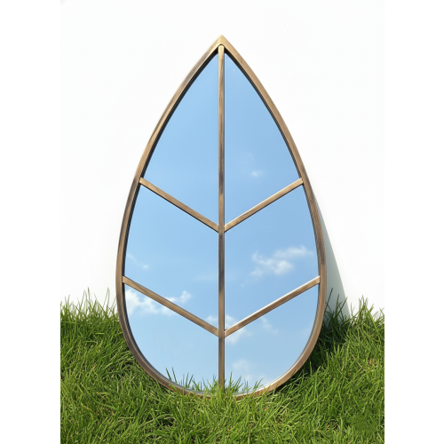 Leaf Shape Mirror Black Gold Frame Garden 76x42 Cm 2