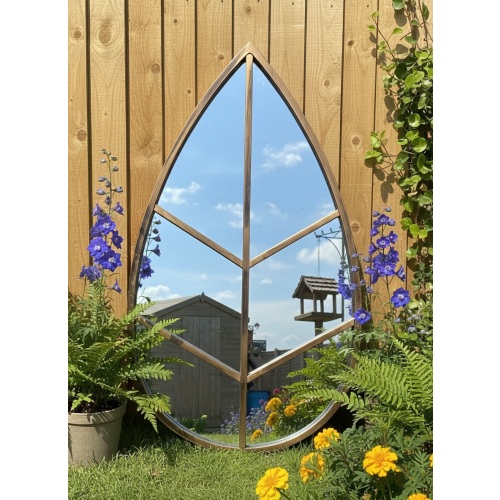 Leaf Shape Mirror Black Gold Frame Garden 76x42 Cm 1