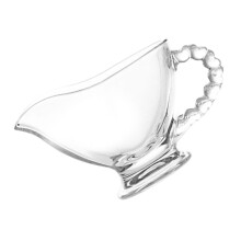 Clear Glass Gravy Boat with Ergonomic Handle, Multipurpose Sauce Jug for Cream and Dressings