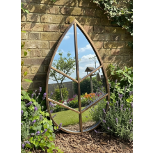 Leaf Shape Mirror Black Gold Frame Garden 76x42 Cm