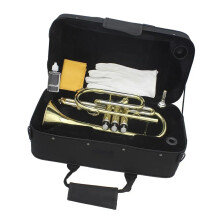 Professional B Flat Cornet Gold Plated Brass Warm Tone with Mouthpiece Gloves Cloth and Bag