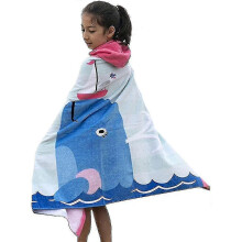 (Dolphins) Kids Hooded Bath Beach Towel 100% Cotton Super Soft Children's Towel Swimming Girls Boys