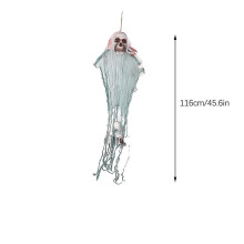 (B) Halloween Hanging Ghost Party Decoration Gauze Hanging Ghost Escape Room Decoration Prop Skeleton Hanging Ghost