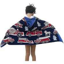 (Fire Truck (Gauze Style)) Kids Hooded Bath Beach Towel 100% Cotton Super Soft Children's Towel Swimming Girls Boys