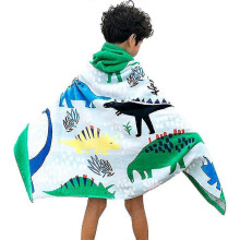 (Dinosaur) Kids Hooded Bath Beach Towel 100% Cotton Super Soft Children's Towel Swimming Girls Boys