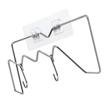 Wall Mounted Pot Lid Holder Stainless Steel Punch Cutting Board Organizer Space Saving Kitchen Rack Silver