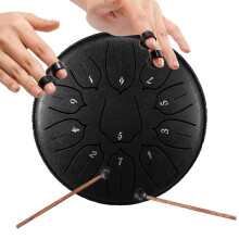 6 Inch 11 Note Steel Tongue Drum Titanium Handpan with Waterproof Outdoor Design Black