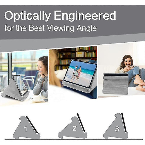 (grey) Tablet Stand Pillow, Multi-angle Soft Pillow Lap Stand, Wedge Holder, Portable Triangle Tablet Stand (black) 1