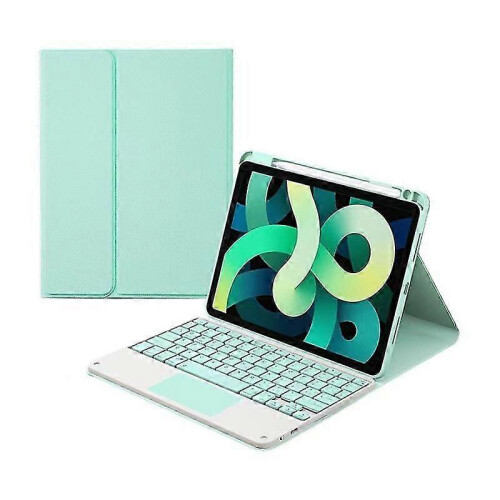 (2021 11, Green Light) Wireless Keyboard Case With Trackpad Pencil Holder For Ipad