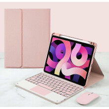 (Air 1 2 pro 9.7, Pink) Wireless Keyboard Case With Trackpad Pencil Holder For Ipad