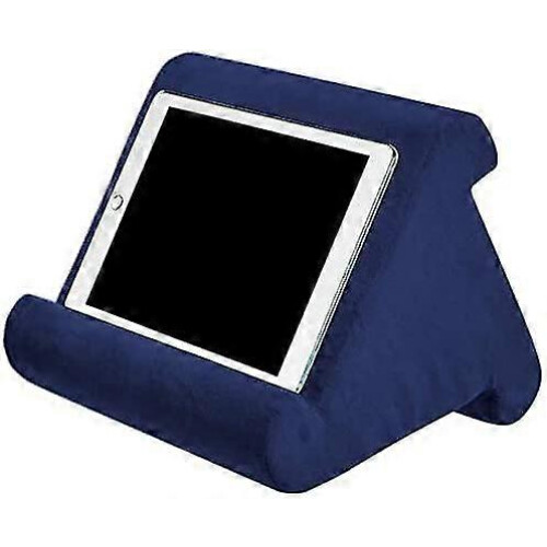 (blue) Tablet Stand Pillow, Multi-angle Soft Pillow Lap Stand, Wedge Holder, Portable Triangle Tablet Stand (black)