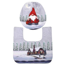 Christmas Santa Decoration Toilet Seat Cover And Carpet Cover Combination