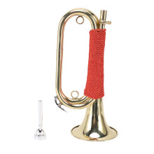 Gold Plated Brass Bugle Cavalry Trumpet with Bright Clear Tone and Carry Bag for Marching Band
