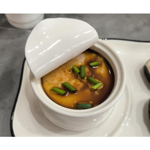 Ceramic Dessert Bowl with Lid 200ml Can Shape, Lead Pudding Cup for Dips and Condiments 2