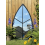 Leaf Shape Garden Wall Mirror Black Frame 76x42 Cm 2