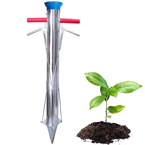 Long Handle Bulb Planter and Seedling Transplanter with Soft Grip 14CM Depth for Garden Yard