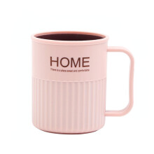 TwoColor Mouthwash Cup with Handle PP Plastic Toothbrush Cup for Bathroom, Pink Couple Design