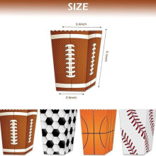 (Baseball 6PCS) Sports Theme Collapsible Snack Box, Reusable Popcorn Box, Chicken Nugget Box, Candy Container, Portable for Parties Picnics