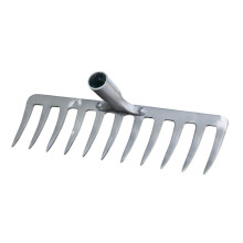 Heavy Duty Garden Rake with Metal Teeth for Soil Loosening, Weeding and Leaf Gathering