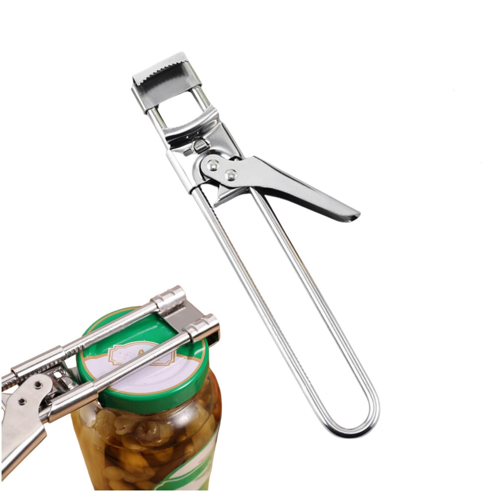 Adjustable Stainless Steel Jar and Can Opener for Seniors with Ergonomic Lever Design