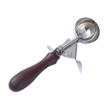 Ice Cream Scoop with Ergonomic Wooden Handle, 304 Stainless Steel Trigger Release for Dough and Desserts