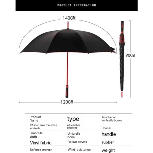 47 Inch Automatic Open Golf Umbrella Windproof Waterproof Extra Large Coverage with Ergonomic Handle Red 2
