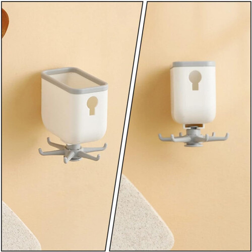 Bathroom Rotating Rack 360 SpaceSaving NoDrill Wall Mounted Organizer with Hooks for Kitchen 2