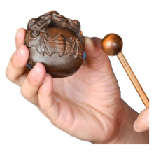 Wooden Fish Drum for Buddhist Chanting HandCarved Solid Wood with Clear Steady Tone and Stick