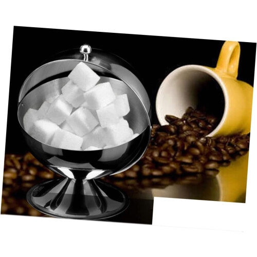 Stainless Steel Sugar Bowl with Lid, Rotatable Candy Jar, Creative Spherical Rust Design 1